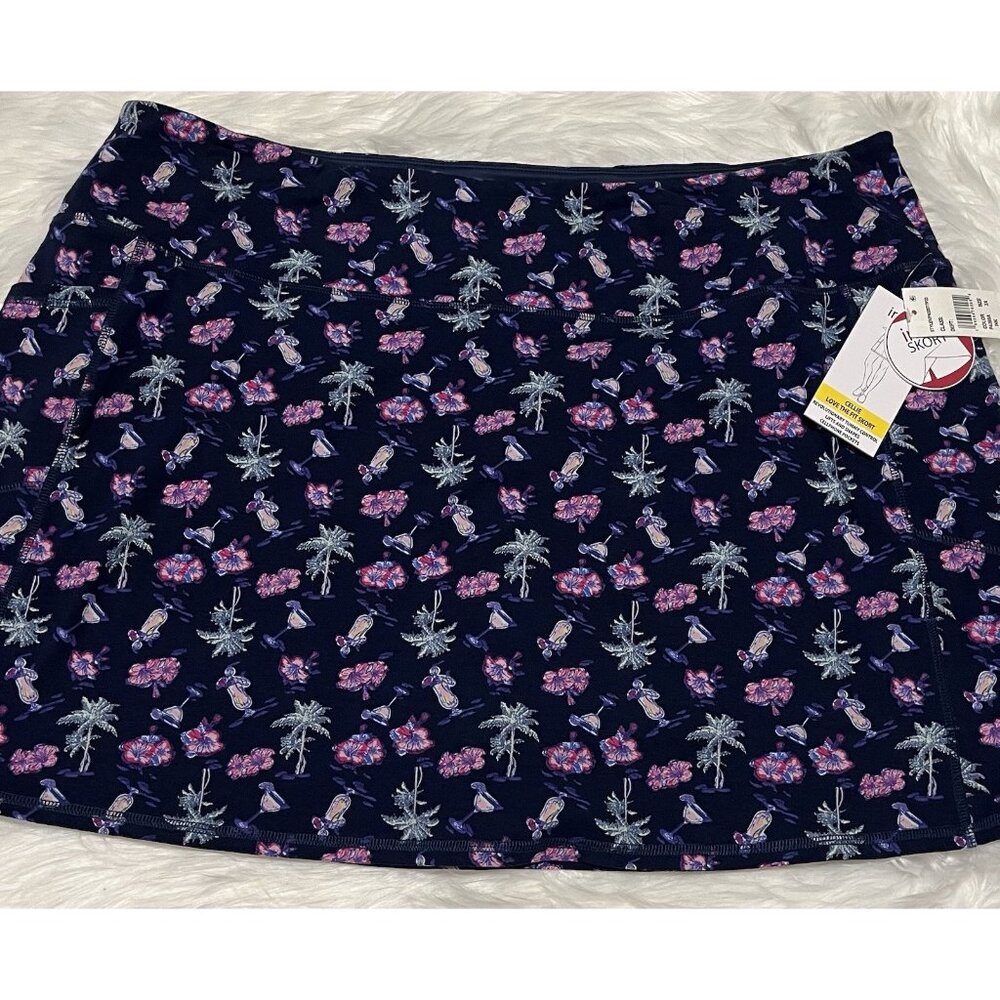 NEW Intro Love the Fit Skort Cellie Women’s 3X Tummy Control Blue Pink Floral